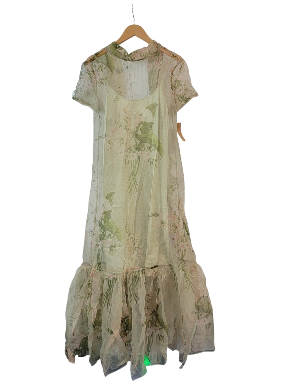 Few Moda Caara Sheer Floral Maxi Dress in Sage Green - Picture 6 of 10